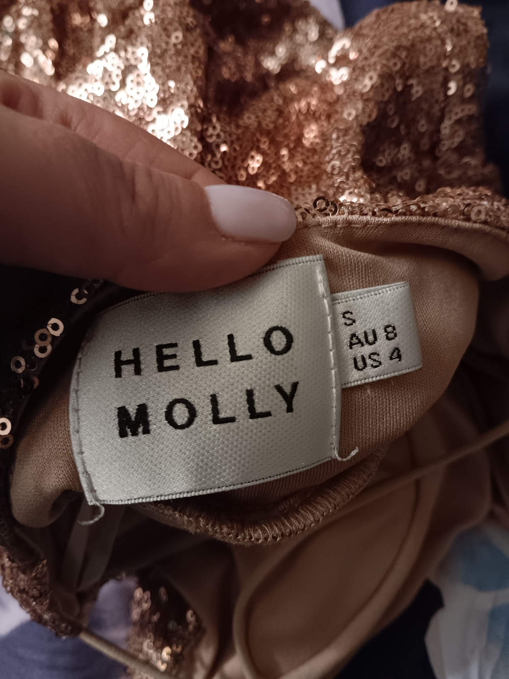 Hello Molly Gold Sequin Midi Dress with Spaghetti Straps - Picture 4 of 4